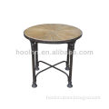 French industrial side table with recycle elm top